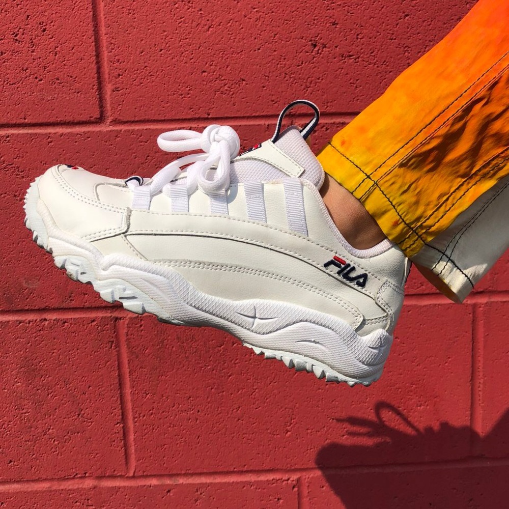 all white classic fila deadstock sneakers